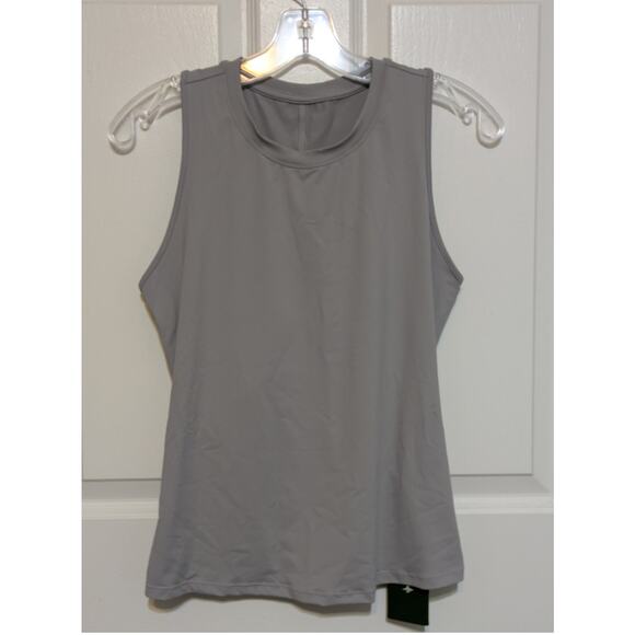 Halara Gray Cut Out Crossover Hem Solid Athletic Yoga Tank Top, Size XS - Picture 6 of 8